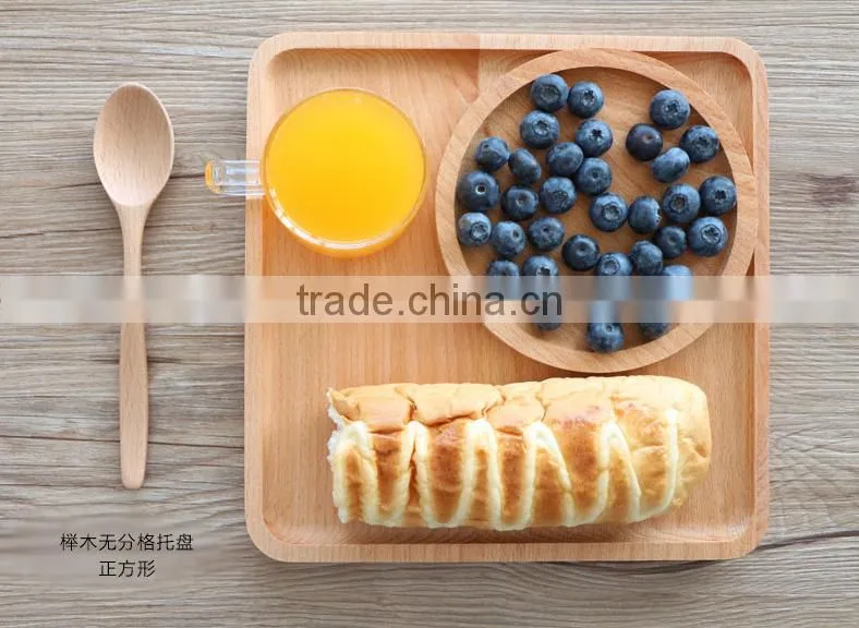 Logo customized solid beech square wooden serving tray