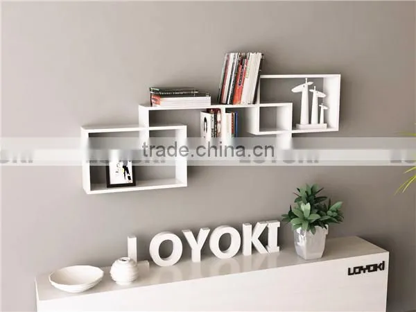 wooden Cube Shelf wall mount book display heart shape wall shelf