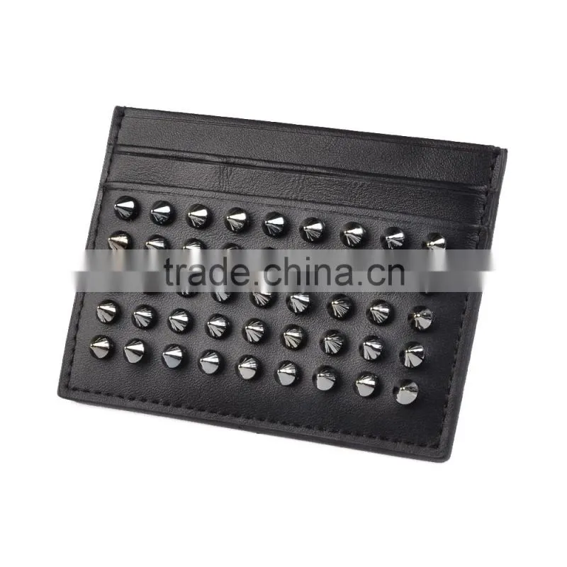 Gift rivet pu leather/genuine leather credit / name card holder for business
