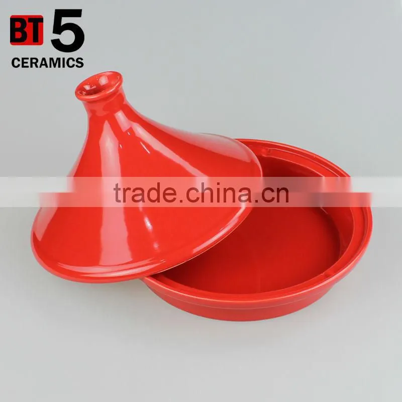 10"red color ceramic cooker stoneware tagine set