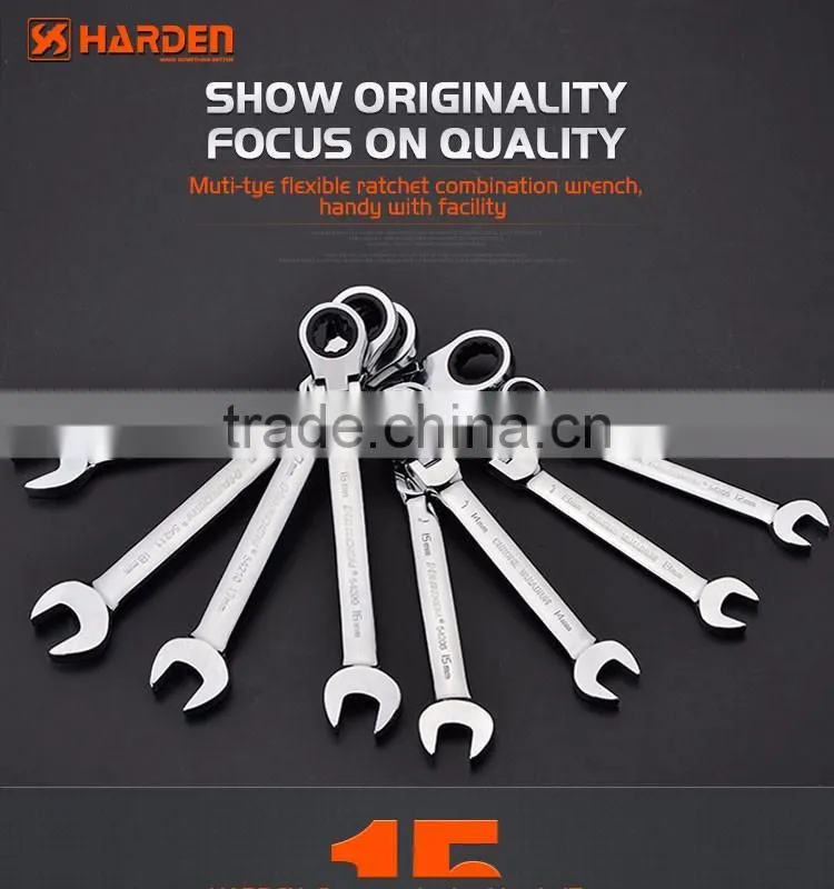 Professional 15mm Chrome Vanadium Flexible Combination Ratchet Wrench Set