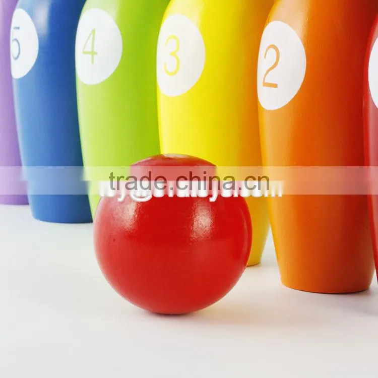 Wholesale mini wooden kids bowling playing set colorful children wooden bowling set toys W01A293