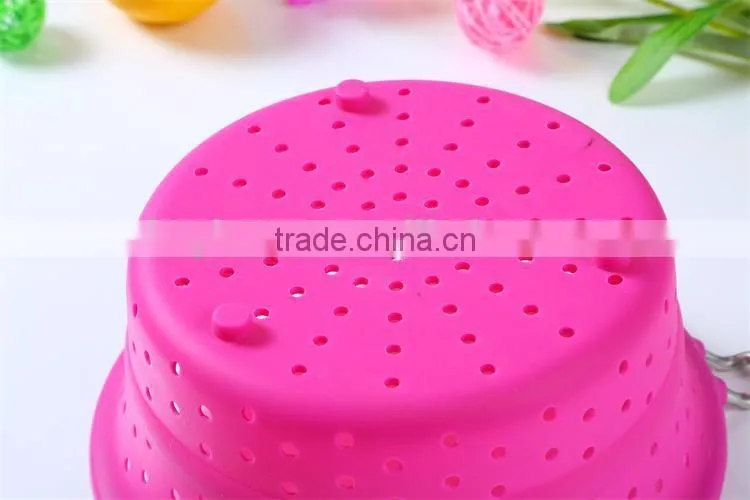Kitchen tools strainers and colanders collapsible silicone colander