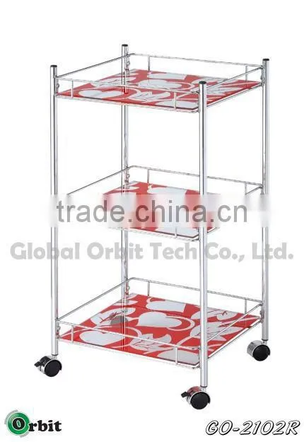 Home furniture metal storage rack with wheels, rolling kitchen storage cart