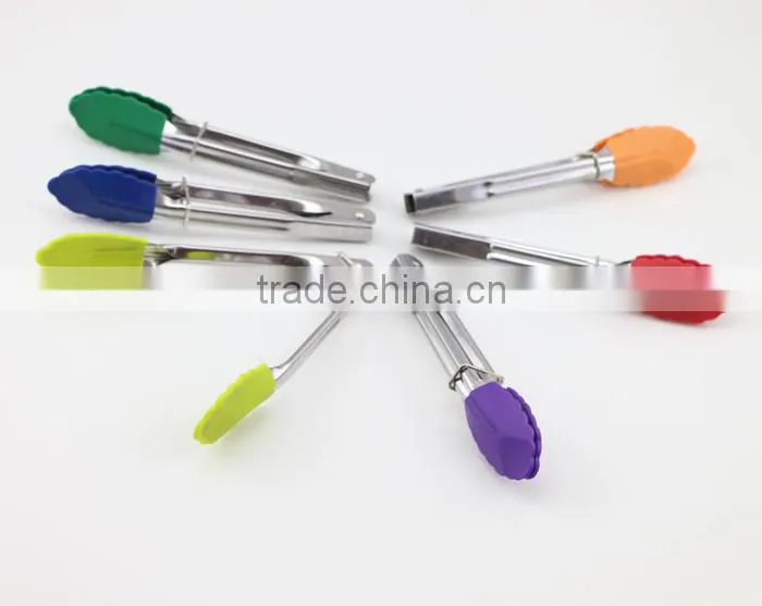 Mini Silicone & Stainless Steel Tongs (Assorted Colors)