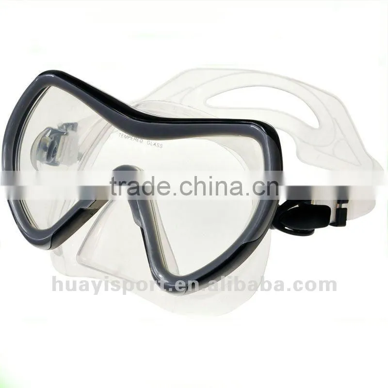 Silicone tempered glass big frame new design diving mask