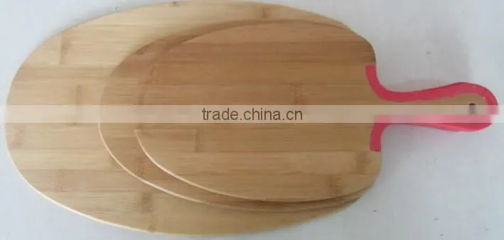 Three sizes bamboo cutting board with silicone handle #32008