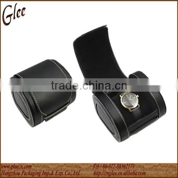 Round leatherette wrist watch box for ladies