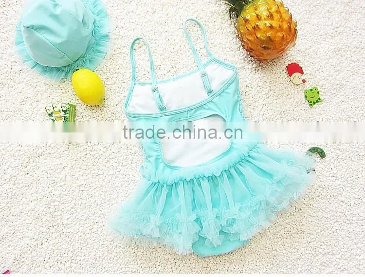Baby solid color lace bikini new one piece swimming wear girl bathing suit for summer girl swimming suit