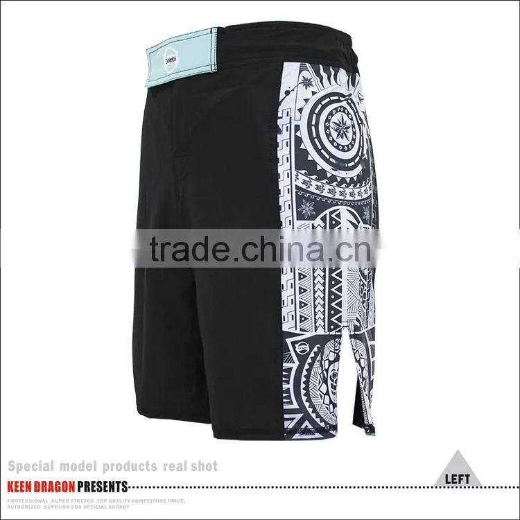 100% polyester training wear stretch side panel mens fight mma shorts