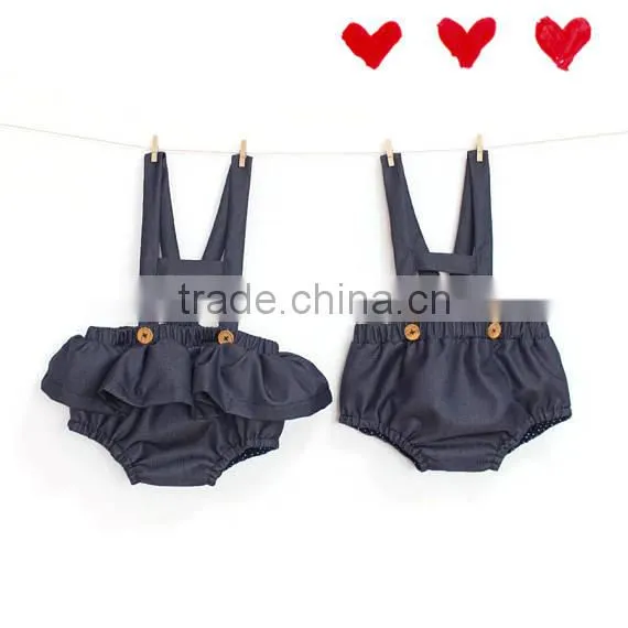 Wholesale Solid Yellow Ruffle Shorts Toddler Baby Girls Soft Cotton Pants