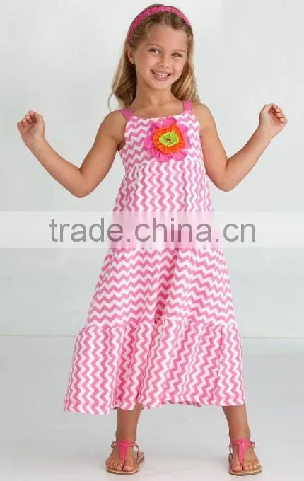Baby Girls Pillowcase Chevron Stripe Tied Neck Dresses Girls Summer Dresses