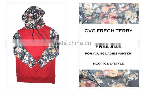 OEM service gilr's winter design CVC french terry velvet printing girls hoodie with hood for