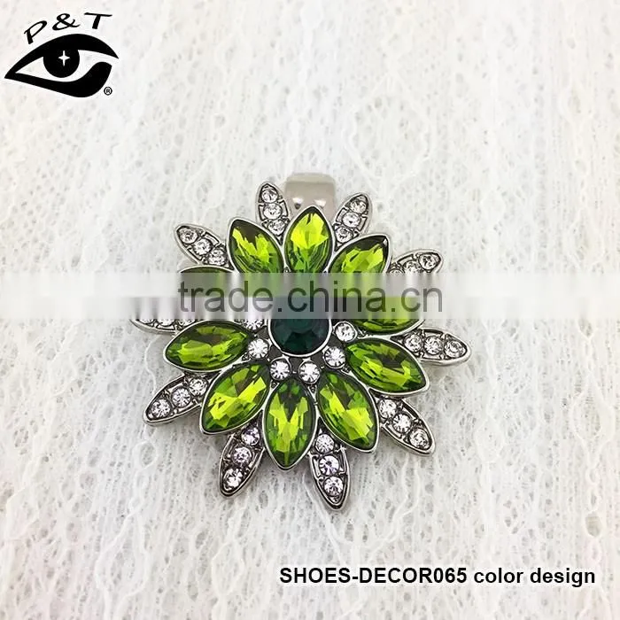 NEW ARRIVAL Olivine Rhinestone Flower Designs Shoe Clips Ornaments for Heels Decorations