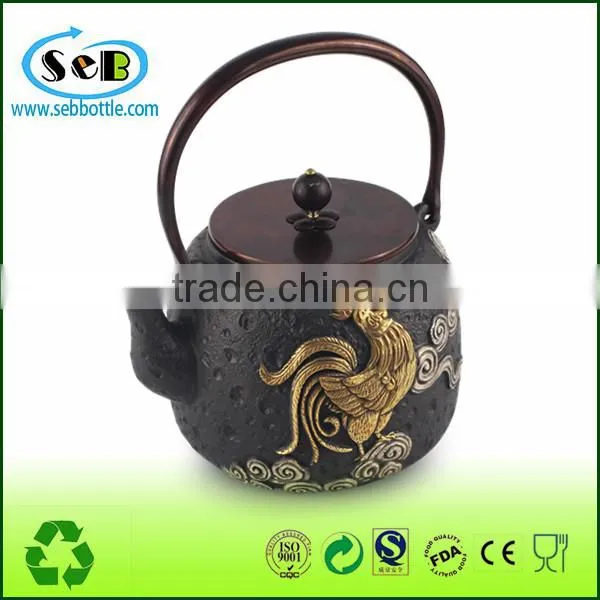 Koodee Cast Iron teapot with embossed decor for wholesale/direct factory