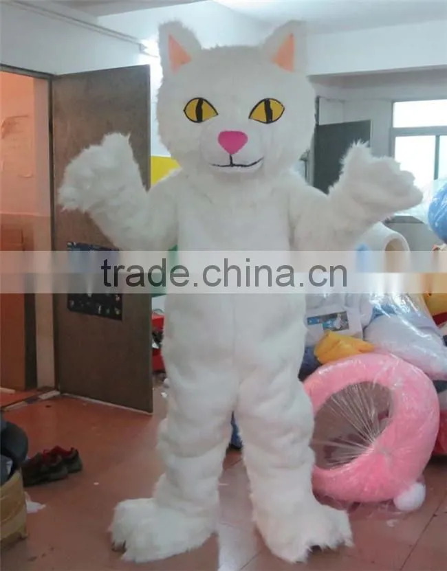 hot sale 100% in-kind shooting white cat mascot adult cat costume white cat mascot costume