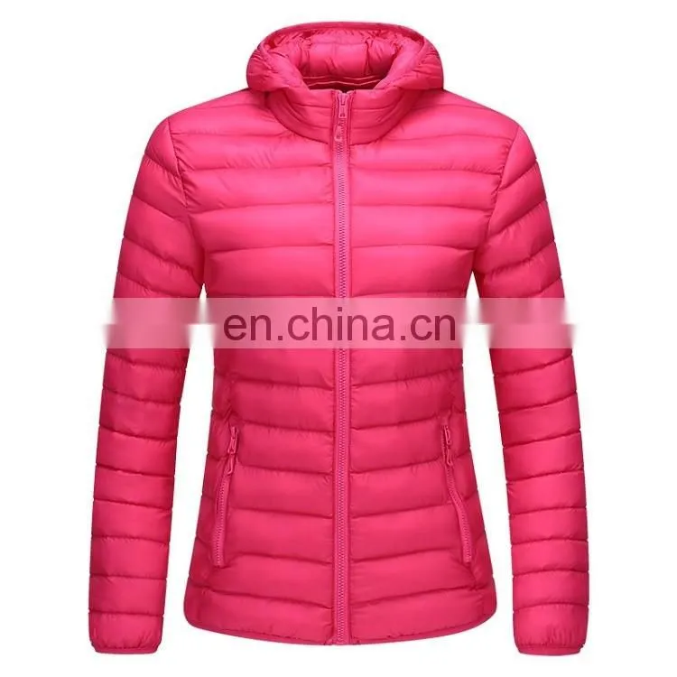 Unisex lightweight nylon shell down jacket with warmer hood