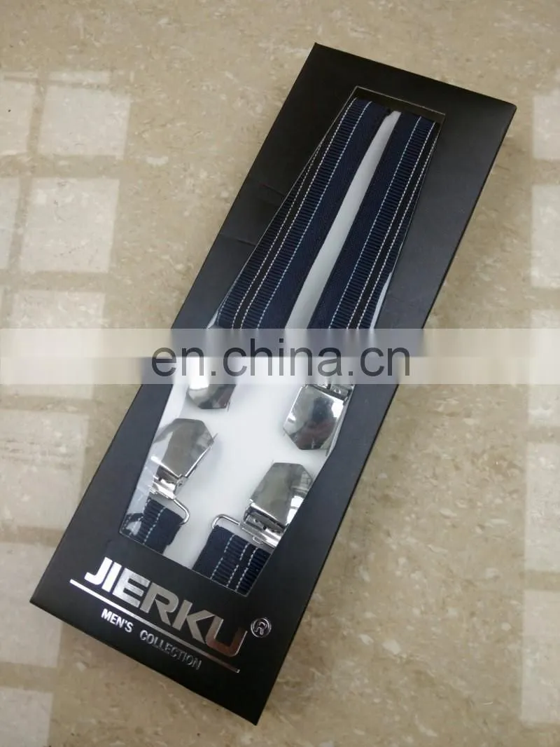 Fashion high quality 4 heavy clips mens suspenders x back adult suspenders