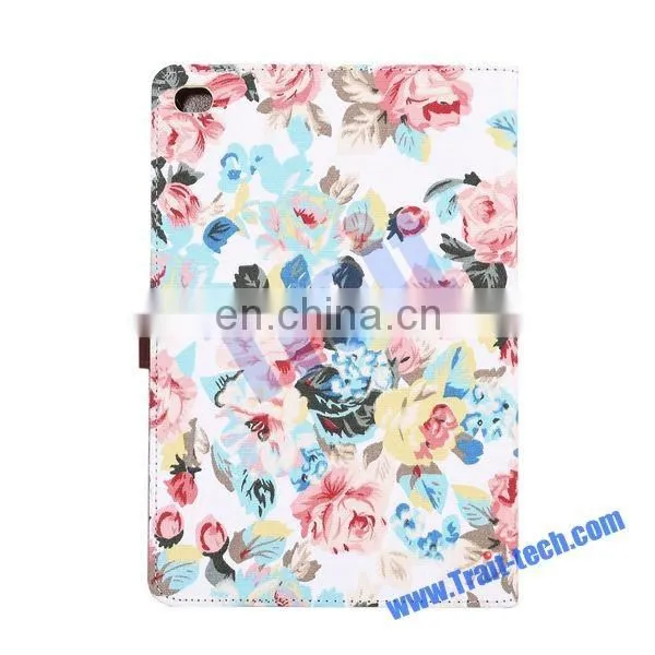 Flowers Pattern Cloth Skin Case for iPad, Wallet Style Case for iPad Mini 4,for iPad Mini 4 case