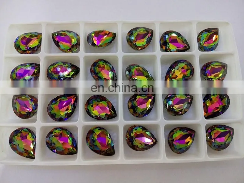 Crystal Glass Jewelry Stones AB Drop Shape For Jewelry Making