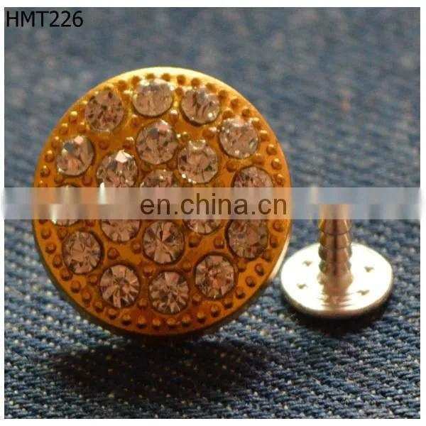fashion accessory custom denim button with crystal rhinestones