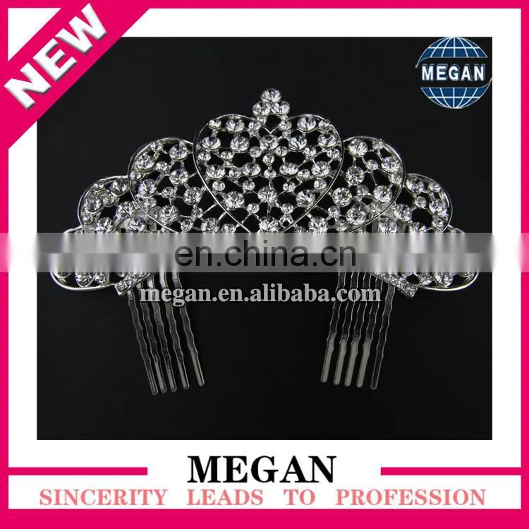 Silver Rhinestone Tiara Comb Headdress butterfly Crown Hair Comb