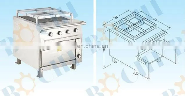 6 Plate Square Burner Hot Electric Cooking Range with Oven
