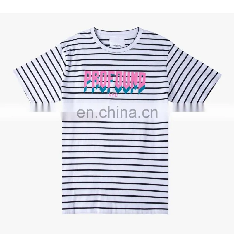 DiZNEW Design your own oversize mercerized cotton short sleeve striped t shirt