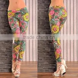 Women Sexy Floral Print High Elastic Skinny Leggings Milk Silk Slim Capris Pants Velvet Stylish Western Fashion Winter Legging P