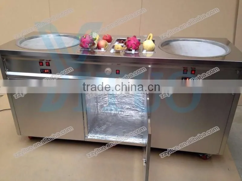 Double Pans Rolled Fry Ice Cream Machine