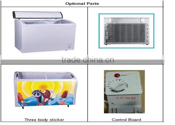 298L Best Price Ice Cream Curved Glass Chest Display Showcase