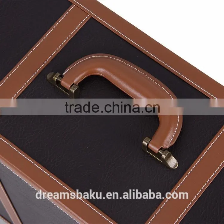 Professional make-up case, hair stylist cosmetic display case with trolley and many trays