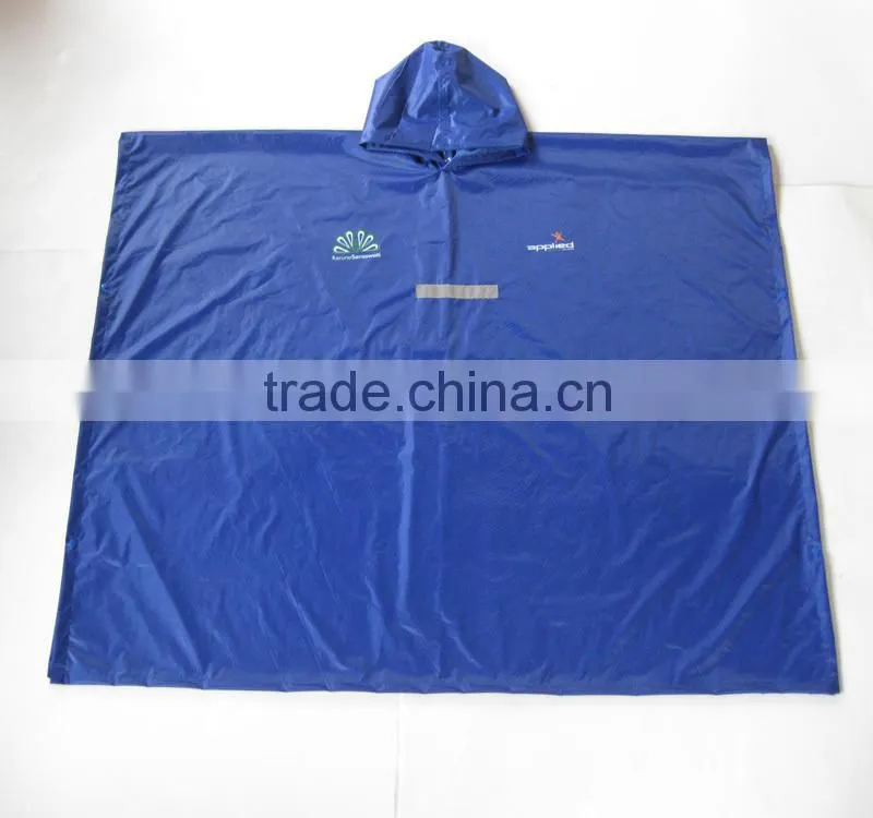 hooded polyester pvc long raincoat custom printed rain ponchos