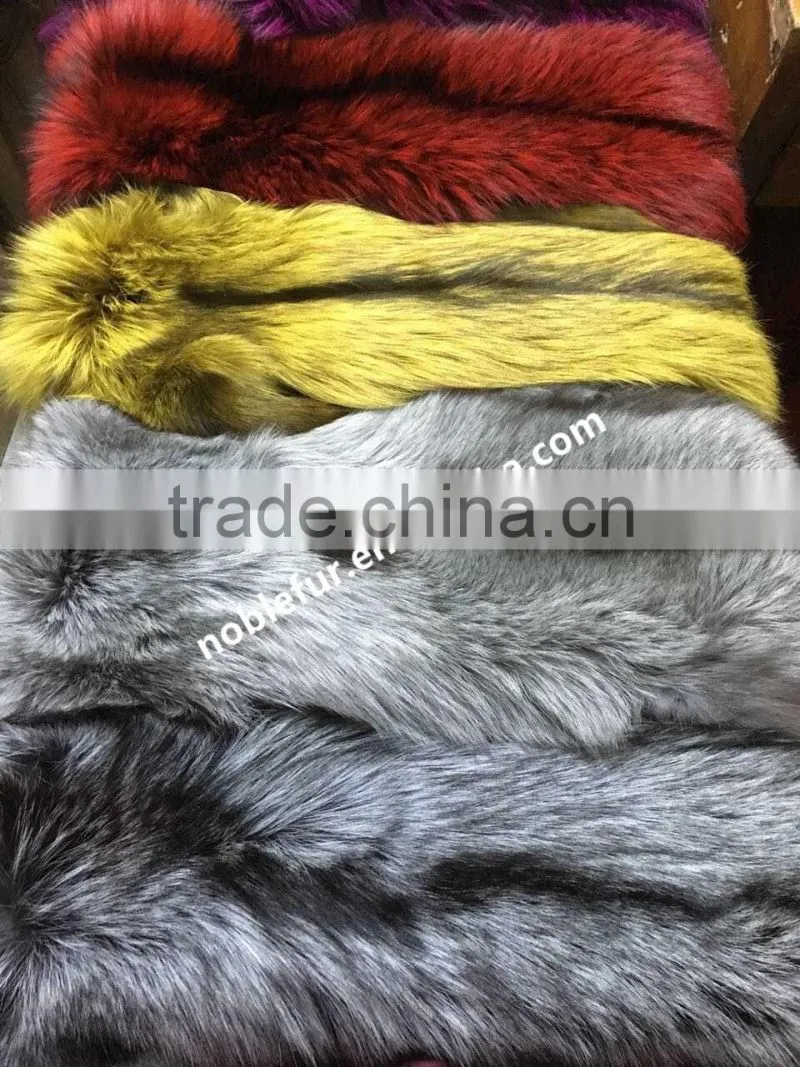 Factory China Plush winter Bright Real Fox fur blanket Fashion Dyed Raw skin color fox