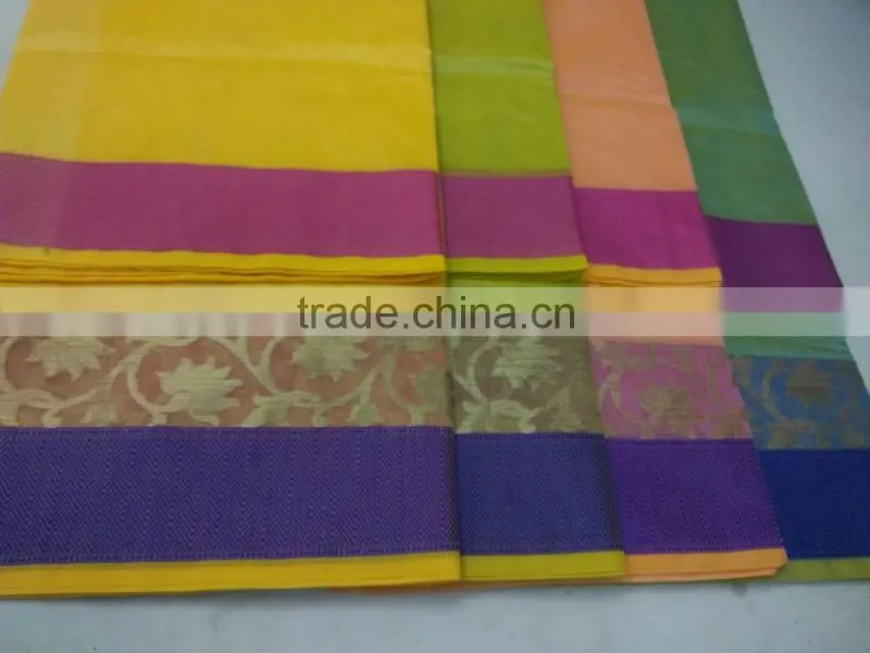 fancy plain saree with border and pallu