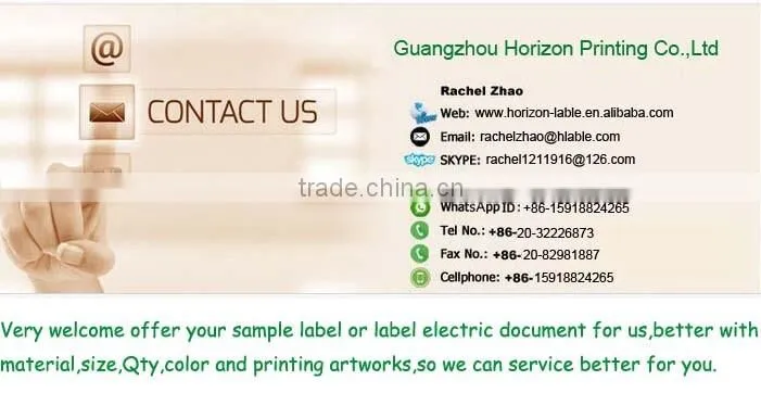 Horizon manufacturer bright silver sticker labels for wine