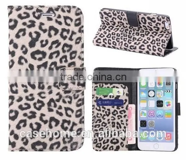 For iphone5/5s Leopard Grain Leather Wallet Flip Case Cover