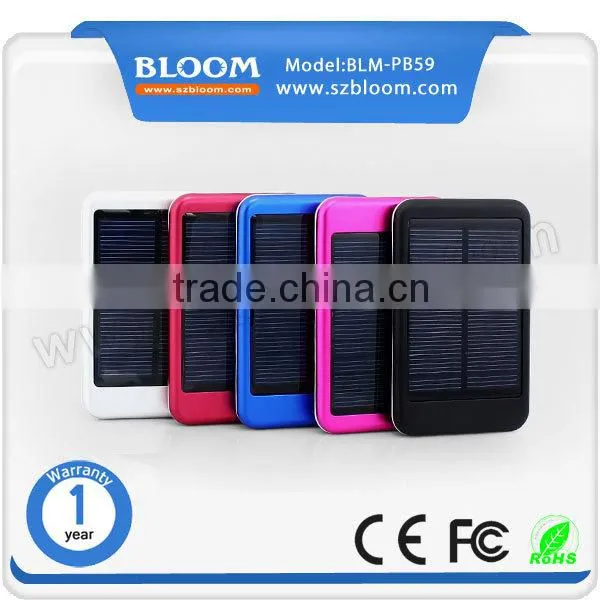 2015 stylish hot selling solar power bank full 5000mah good looking power bank in Shenzhen