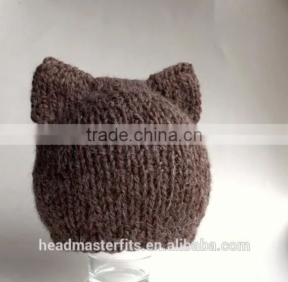 Cute custom 100% wool knitted hats baby minion crochet beanies