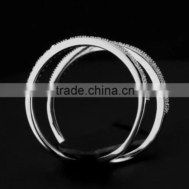 Women's Simple Fashion CZ Stone Gypsy Setting Copper Alloy Ring With Rhodium Plating
