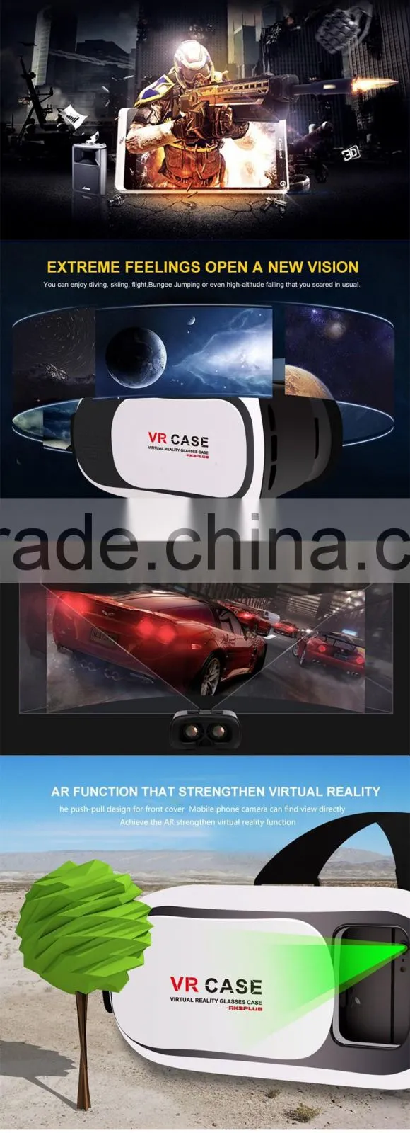 3d sublimation case for android phones, gaoxin private mould design vr box 2, hote selling low cost 3d vr
