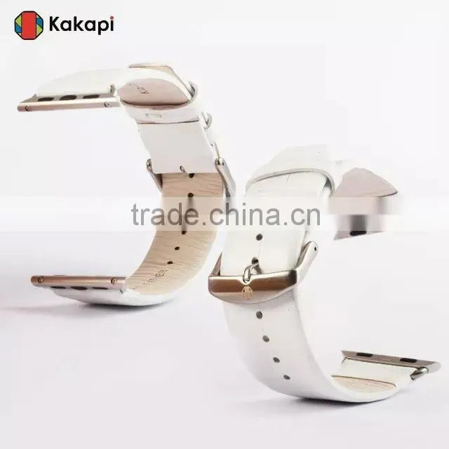 Kakapi Drawing Buckle Genuine Leather Watch Band Wrist Strap With Watchband Converter For 38MM Apple Watch MT-3912