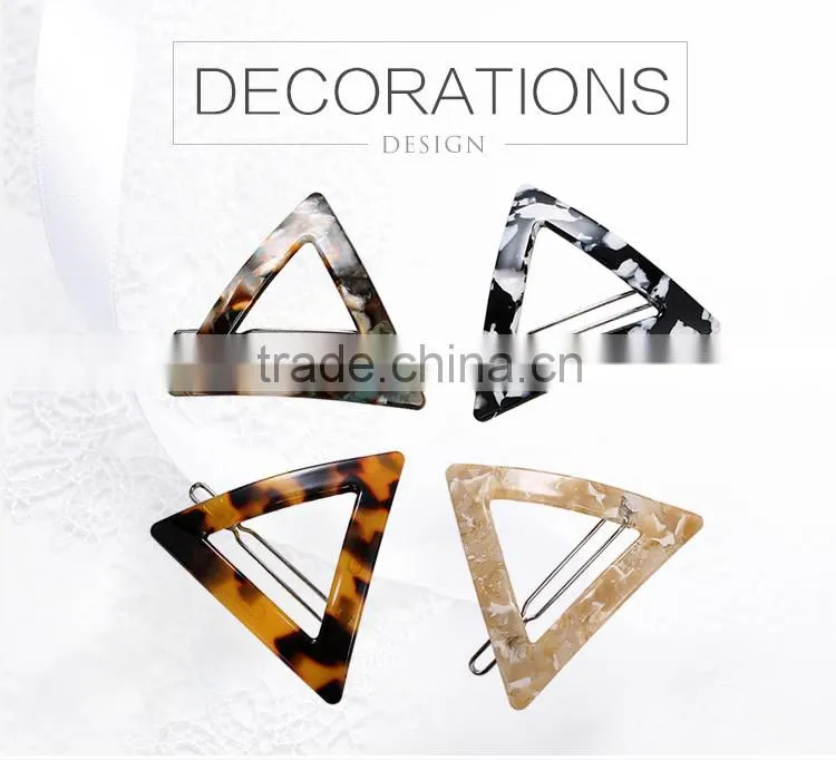 Acetate Triangle Geometric Barrettes Jewelry Girls Hairpin Factory in China AE002