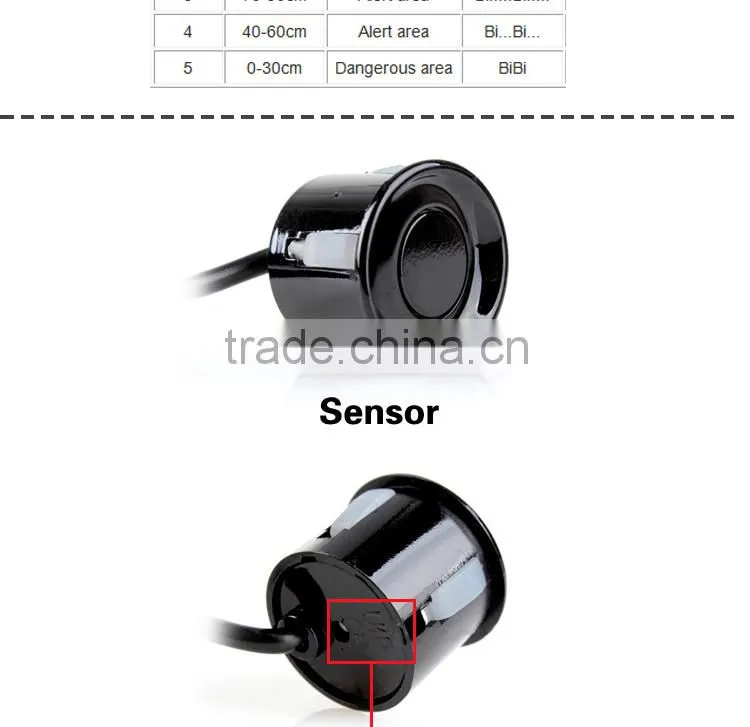 LED digital car parking sensor system with 20 different color type waterproof ultasonic sensor
