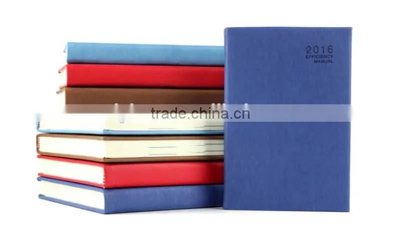 Simple design high quality 2016/2017 embossed leather diary with multicolor