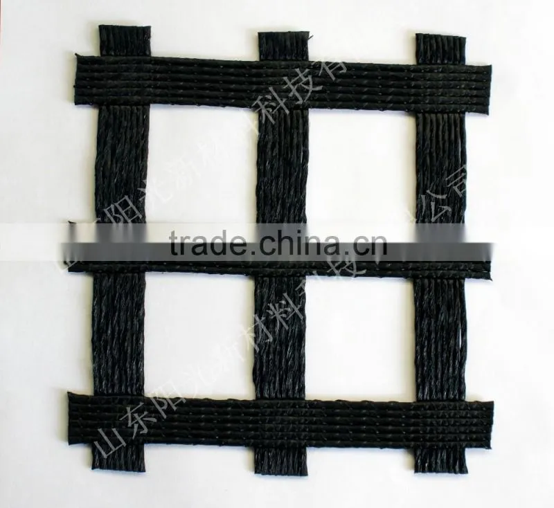 Biaxial polyester geogrid wall soil reinforcement with CE