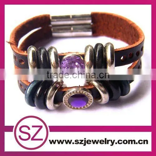 2013 wholesale hot sell Jewelry Clasp Leather Jewelry Bracelet Vners