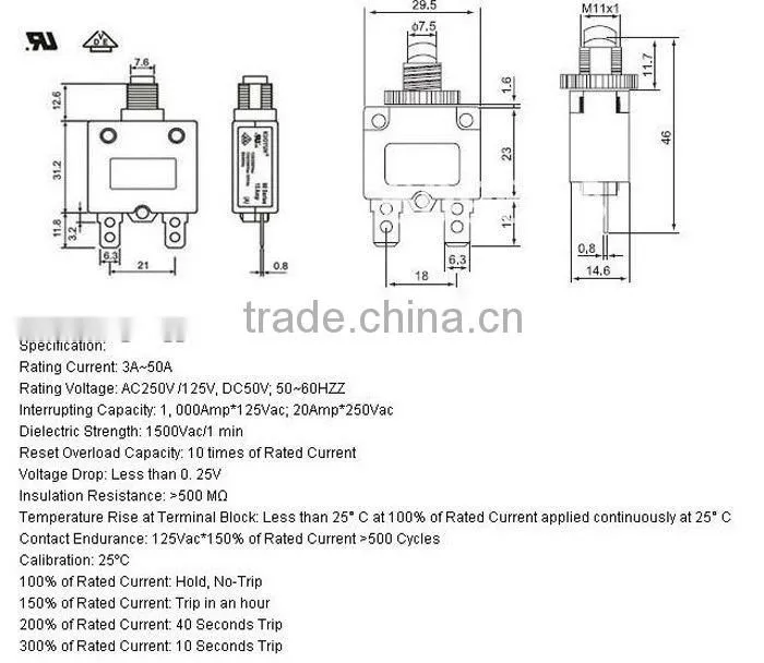 New design 5A mini breaker overload protector switch