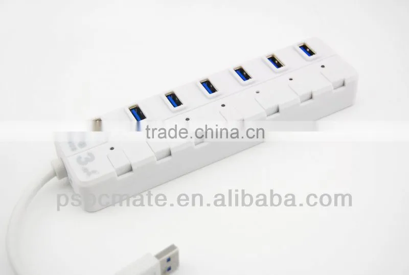 Super Speed 3.0 USB 7 Ports External HUB with Switch For Notebook