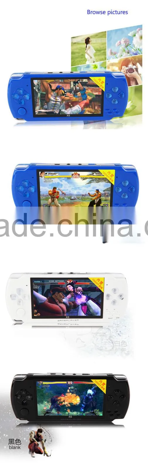 8GB Video Game Console 4.3 inch MP4 MP5 Players Handheld Game Player many free games ebook/FM/1.3 MP Camera